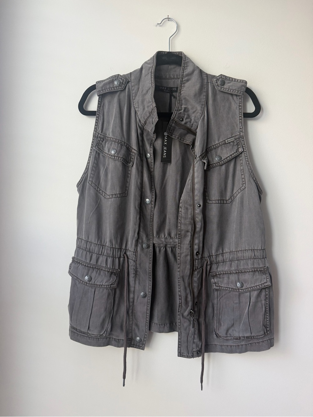Max Jeans Washed Gray Utility Vest